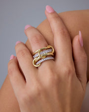 Interlocked Mixed-Metal Shine Statement Ring – view 2