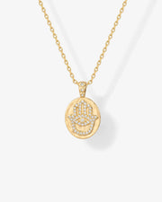 Hammered Coin Hamsa Pendant