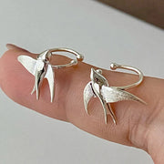 Beautiful Silver Swallow Bird Clip-On Earrings – view 5