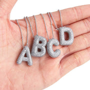 Bubble letter initial necklace set | White Gold – view 4