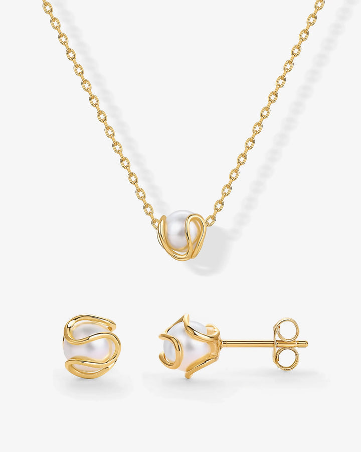 Freshwater Pearl Necklace and Stud SetEarrings